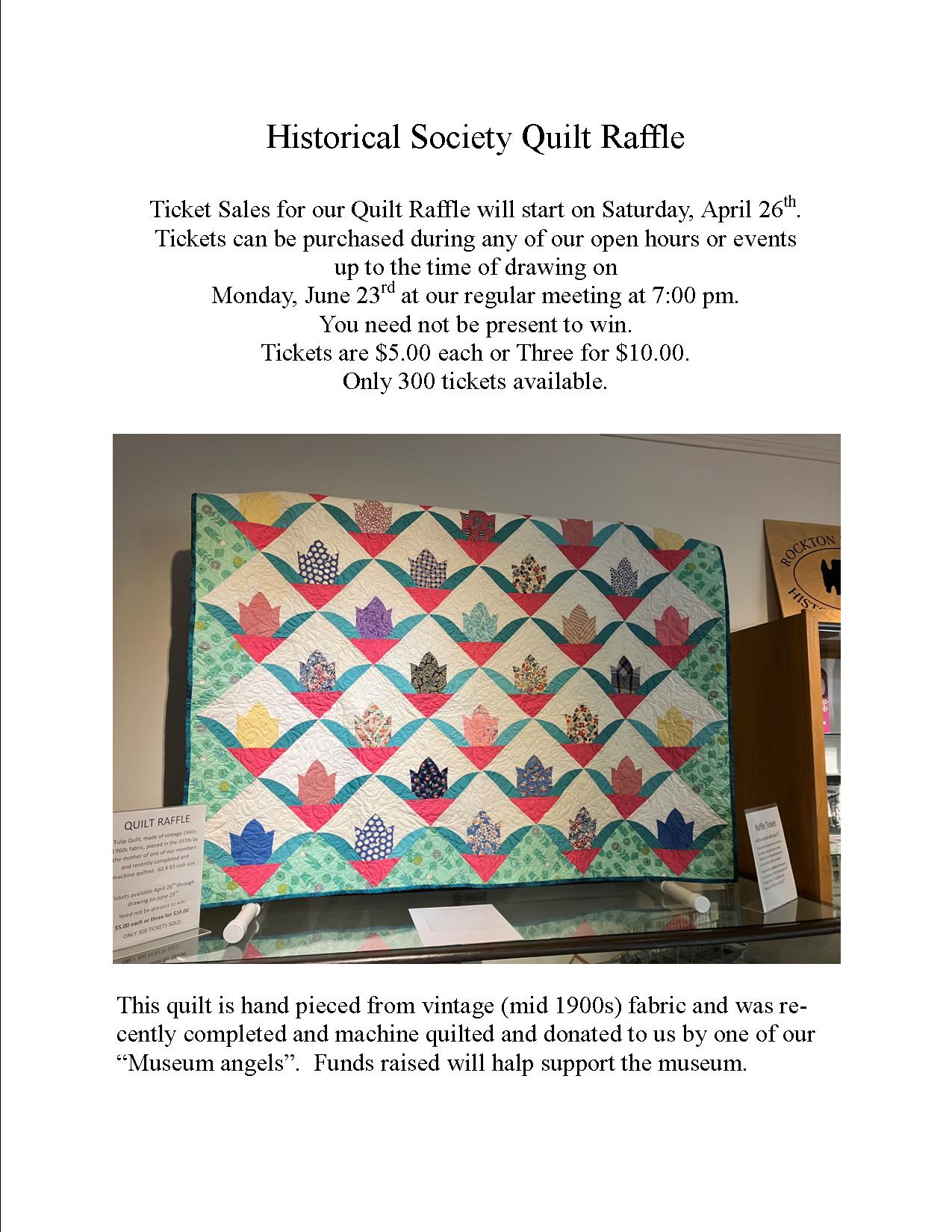 Rockton - Vintage Quilt Raffle Fundraiser to benefit the Historical ...