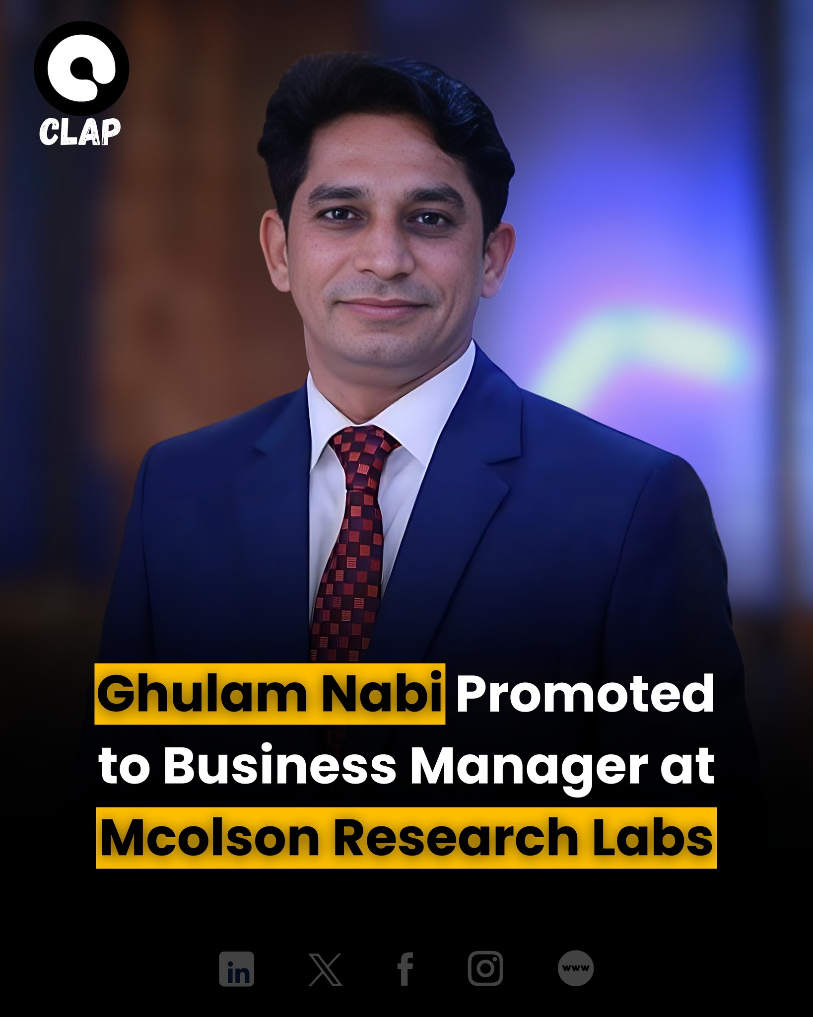 Clap - Ghulam Nabi has taken on the role of Business Manager at McOLSON ...