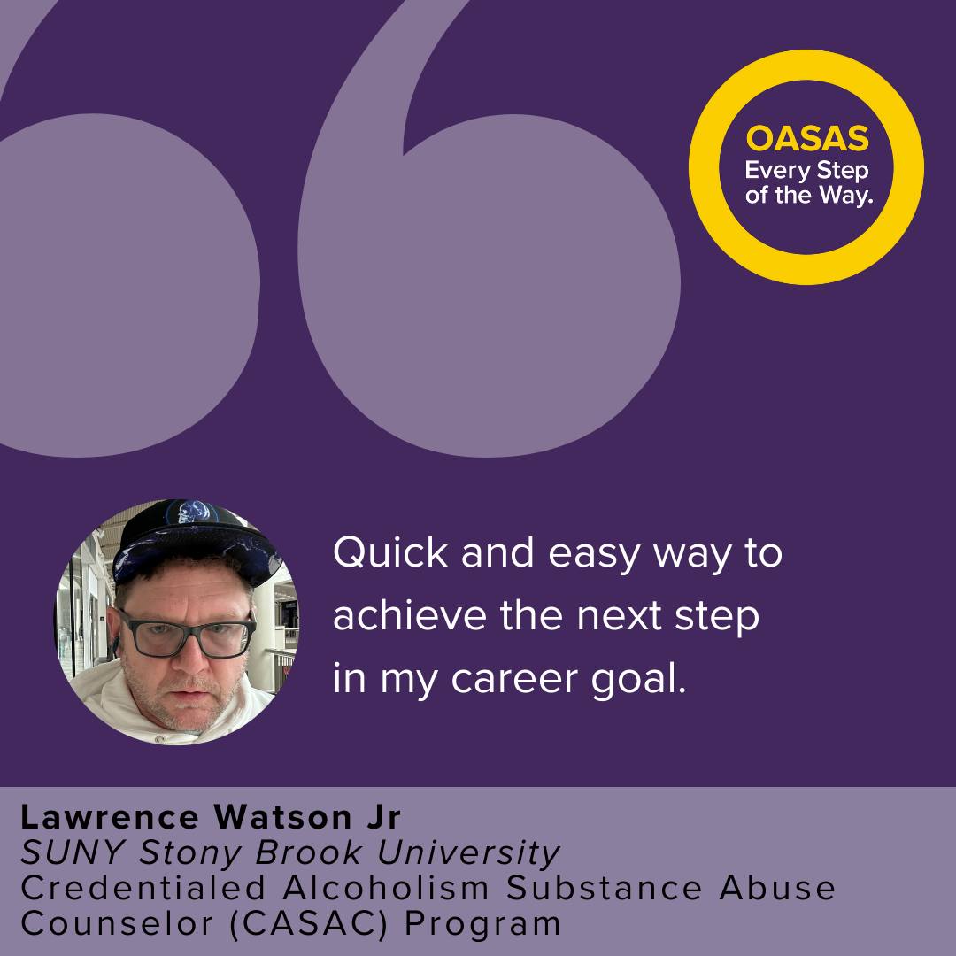 NYS OASAS - Congratulations to Lawrence Watson Jr on... | Facebook