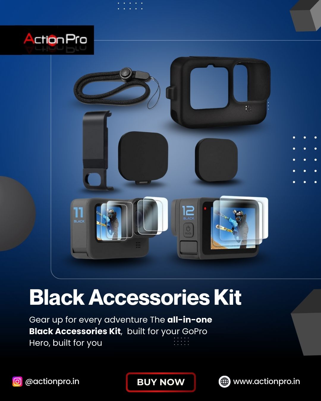 Action - 🎥 Adventure ready, gear steady! Meet the Black Accessories Kit ...