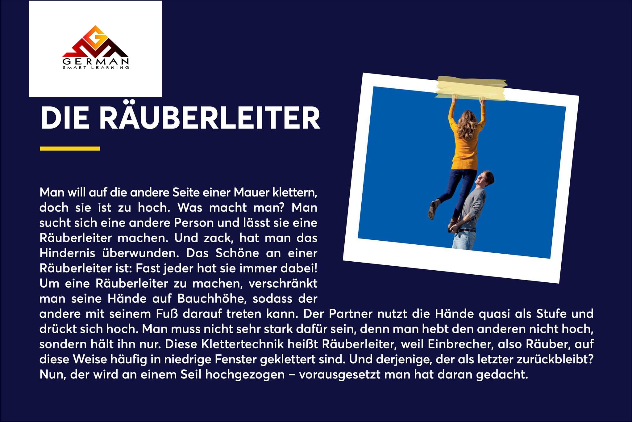 🧐🧐 Die Räuberleiter Räuberleiter... - German Smart Learning | Facebook