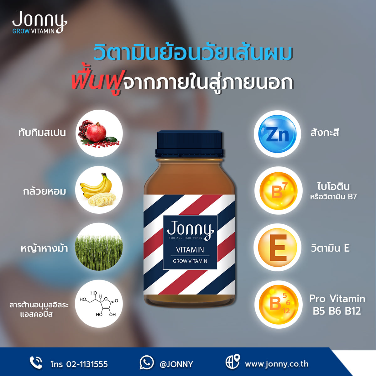 🌀 วิตามินยับยั้งผมร่วง... - Jonny โหลดผมหนา ใช้น้อย ตรงจุด | Facebook