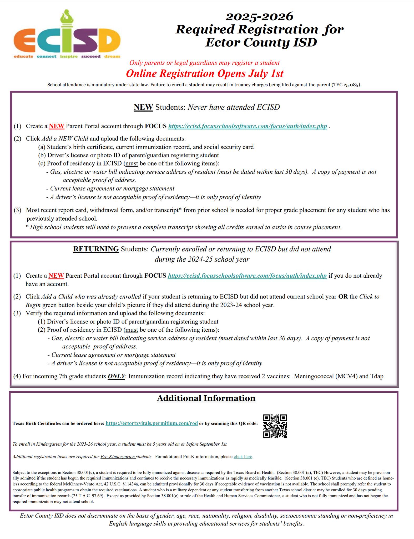 Parents! ECISD New & Returning Student... - Ector County ISD | Facebook
