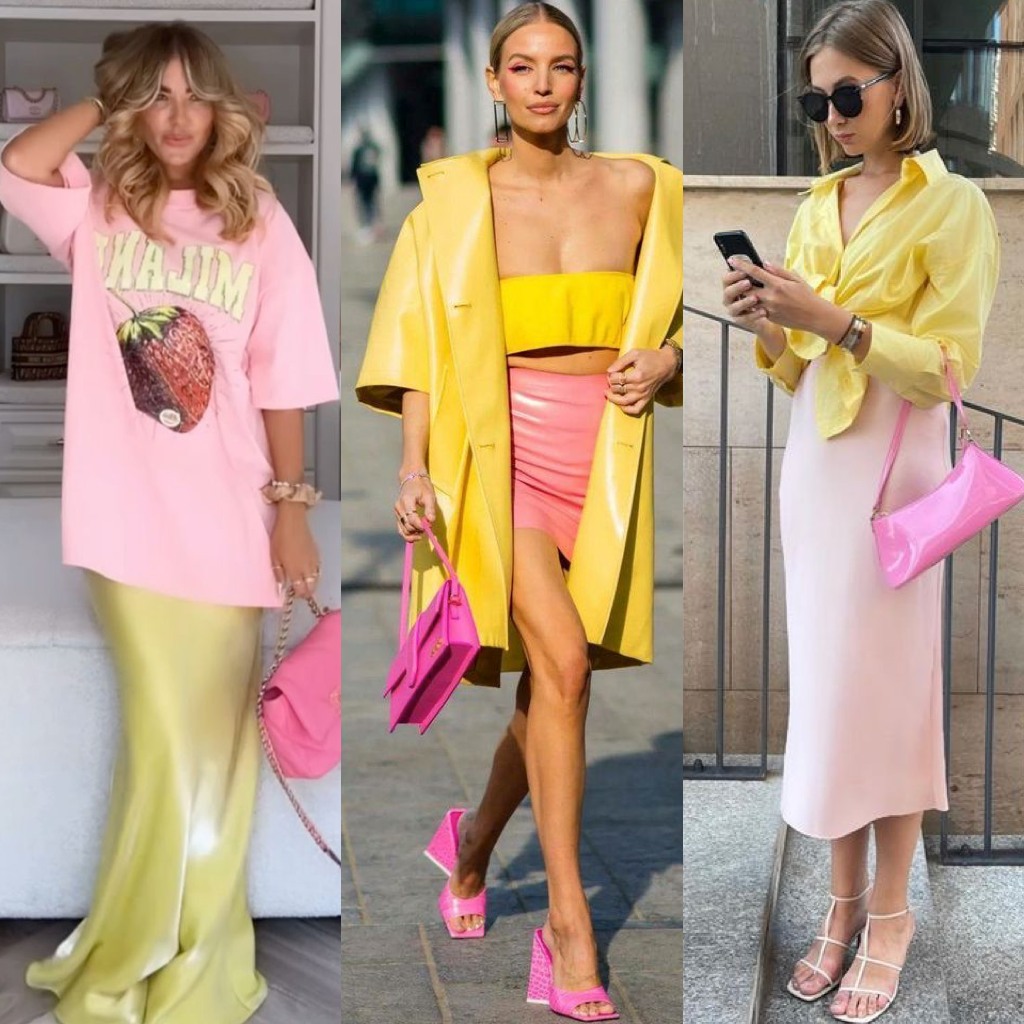 yellow dress with hot pink shoes We're officially calling it!! + is the color combo of the season!🩷☀️ Would you wear this combo? Tell us in the comments!!!🤩 SHOP HERE>>> https://bit.ly/417ss7y Custom Color Charge 2.99