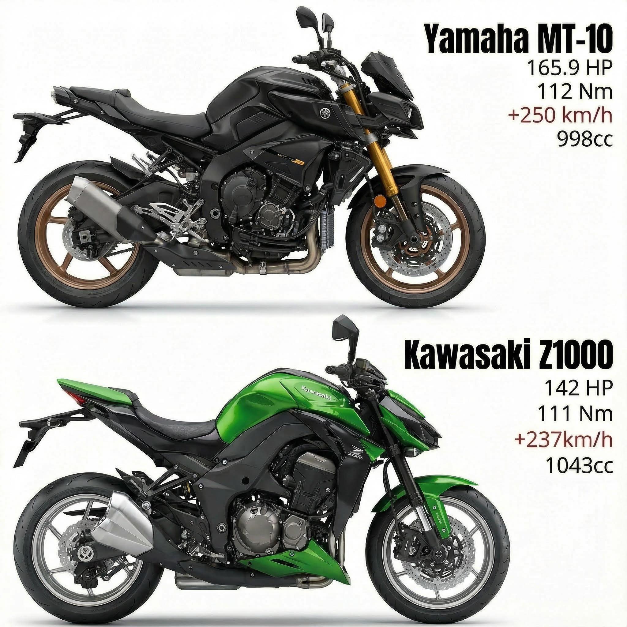 The 2026 Yamaha MT-10 and 2026 Suzuki GSX-S1000 represent two