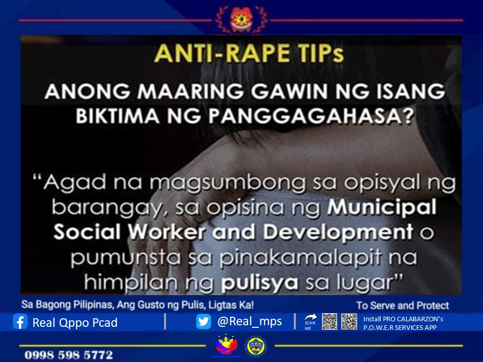 Real - Infographics on CRIME PREVENTION TIPS (ANTI-RAPE TIPS) 