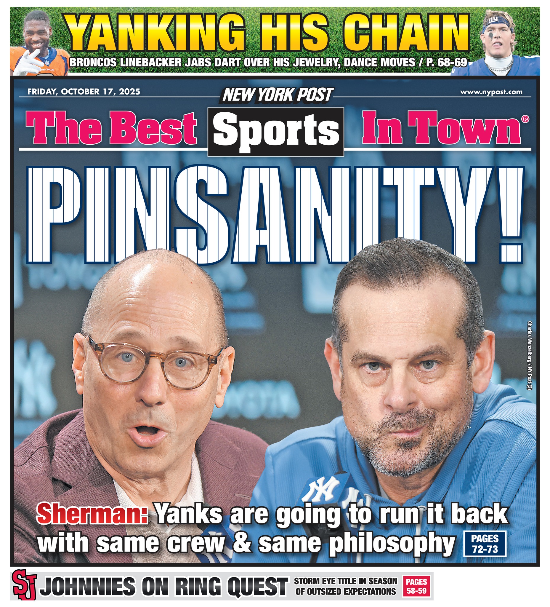 New - The back page: PINSANITY! Yanks are going to run it back with ...
