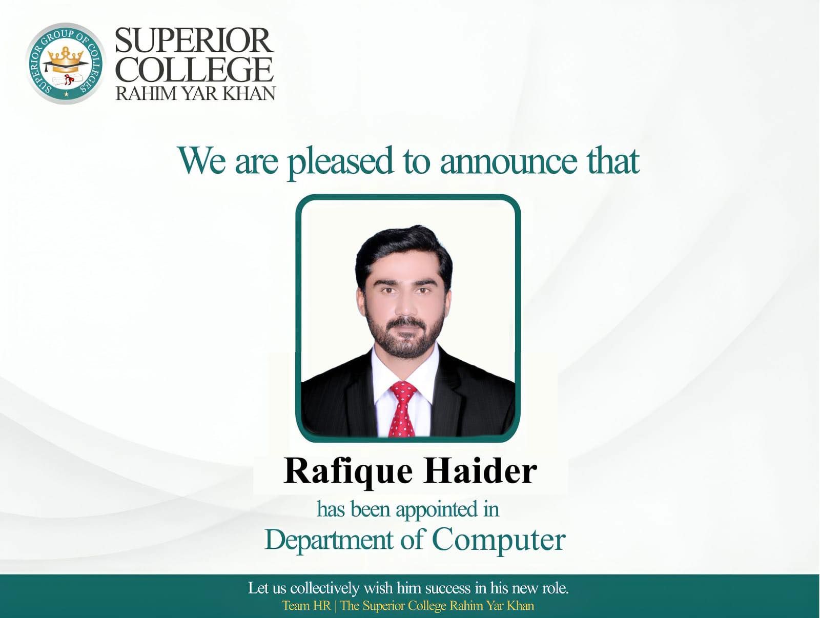Superior - Welcome to the Superior Family, Mr. Rafique Haider! We are ...