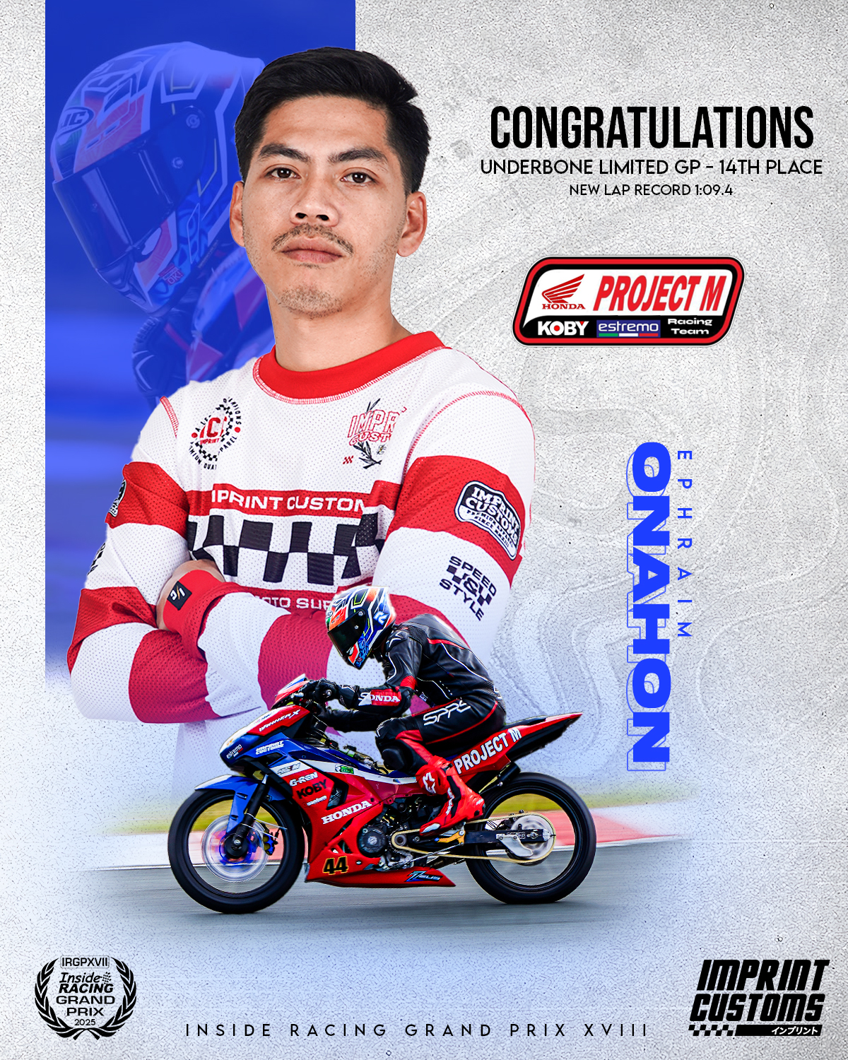 Imprint Customs - Congratulations, Ephraim Onahon of Honda... | Facebook