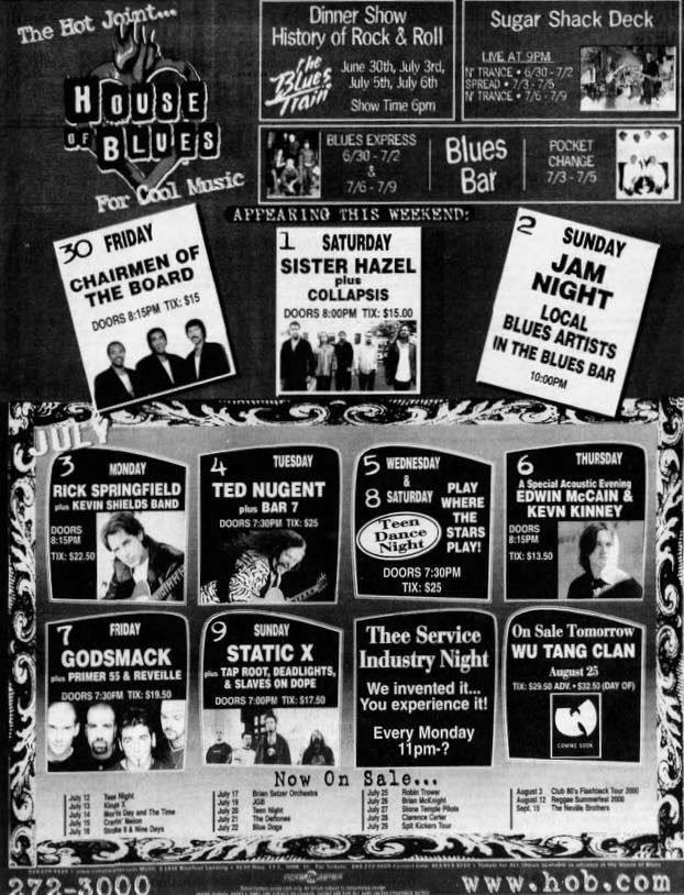 Myrtle - Quite a diverse lineup of acts on tap for July, 2000, with ...