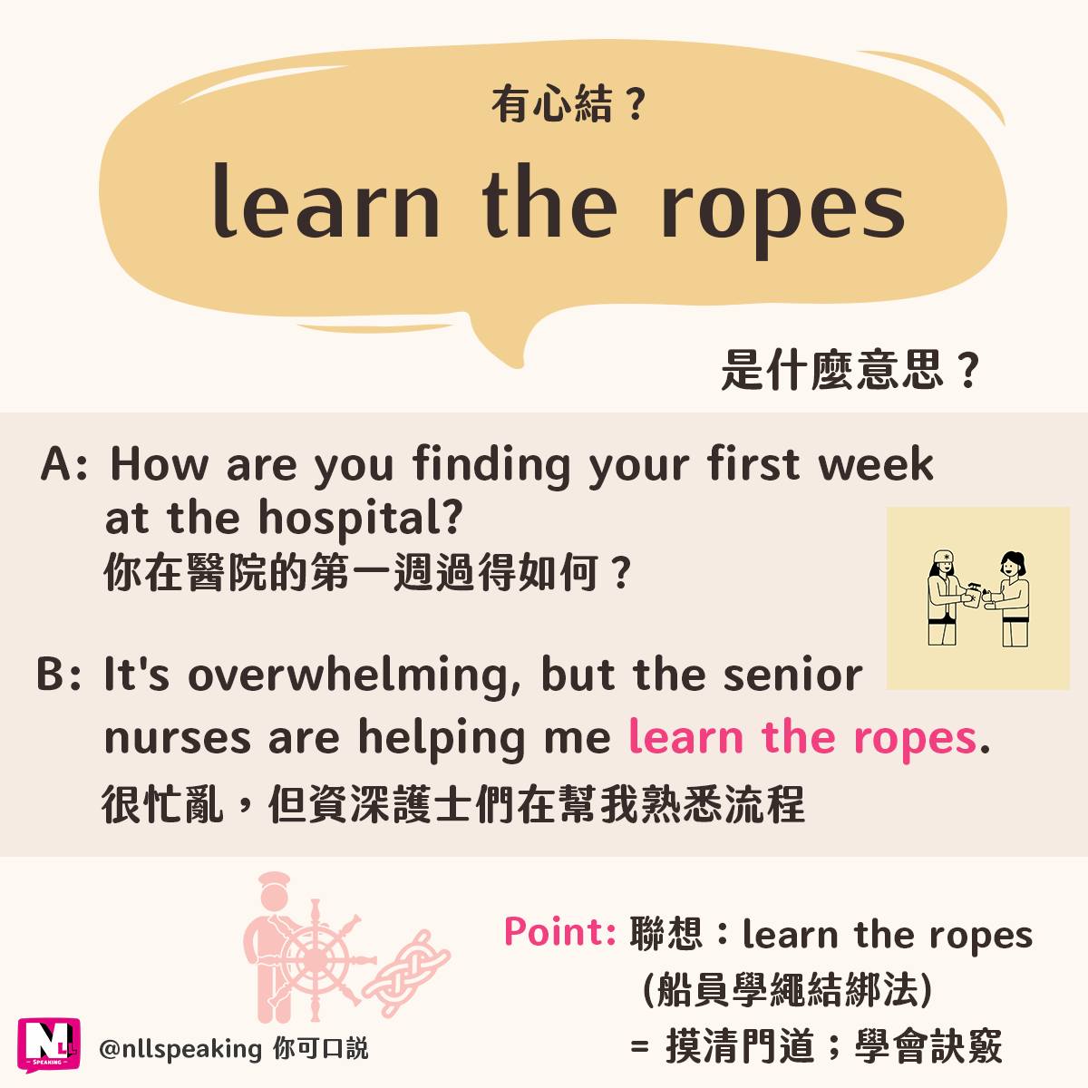 教育現場大小事-Nicole老師的私藏筆記 - 【#諺語 有心結？learn the ropes 是什麼意思？】⁣ 掌握訣竅就用這個英文用語 ...