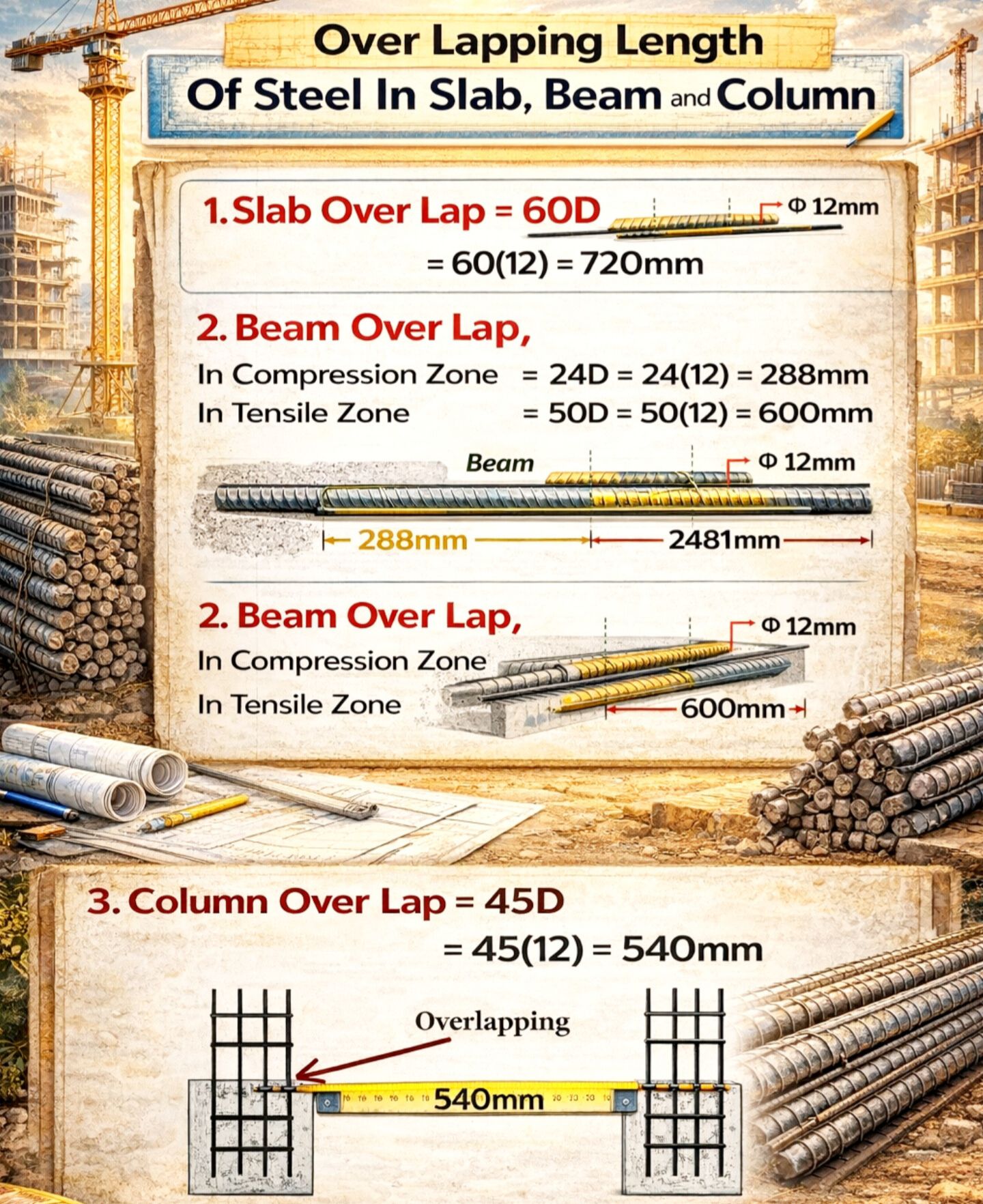 Over Lapping Length Of Steel In... - Civil Engineering Help | Facebook
