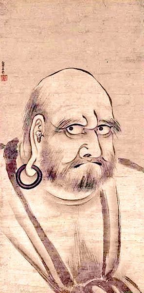 Dharma, the Indian monk 水墨画 42✖️42cm 15th Century Sketch of Indian Monk Bodhidharma by Japanese Monk