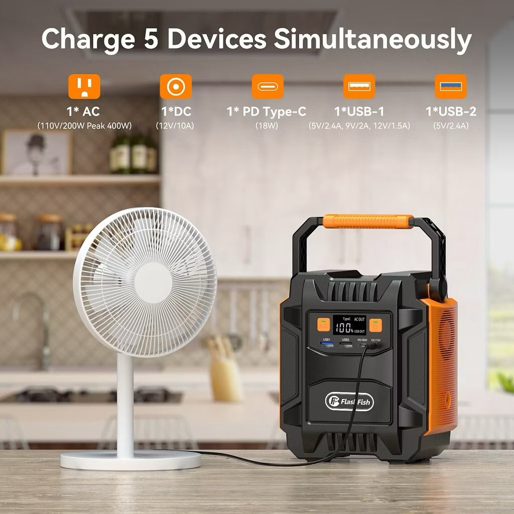FlashFish EA150 | FlashFish Power Station | FlashFish Battery Generator 200w Peak Output 166wh Portable 150w Push Button Start Gas Free Indoor Outdoor 4 5 Lbs Lithium Ion