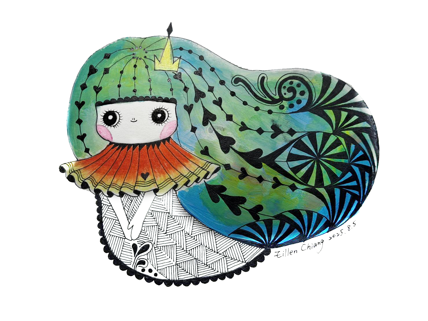 Eillen - 【藍色的頭髮】 她是潮汐裡的娃娃， 頭髮編織著海浪的秘密， 每一條線，都藏著一首藍色的歌。 | Facebook
