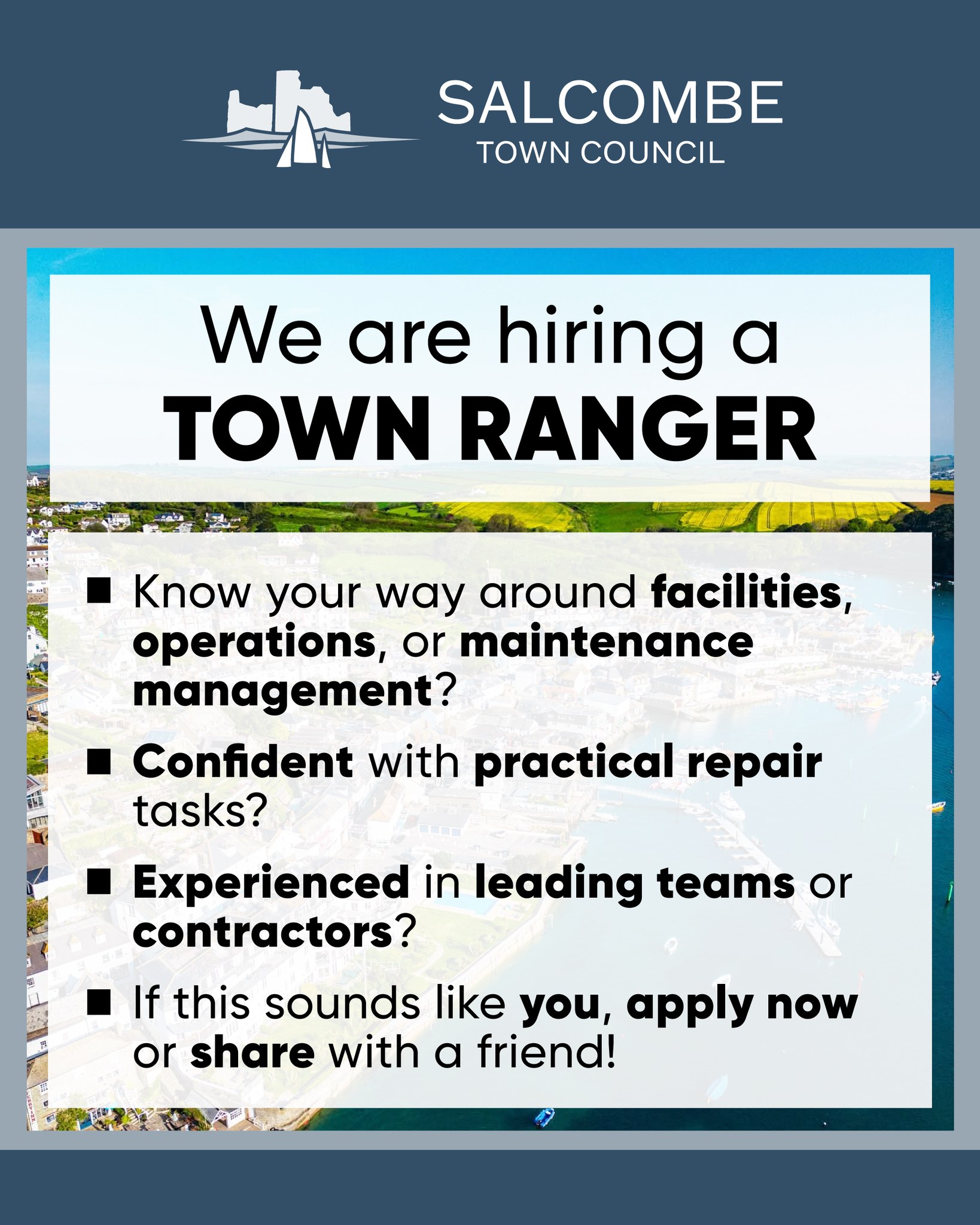 🌟 We’re Hiring a Town Ranger! 🌟... - Salcombe Town Council | Facebook