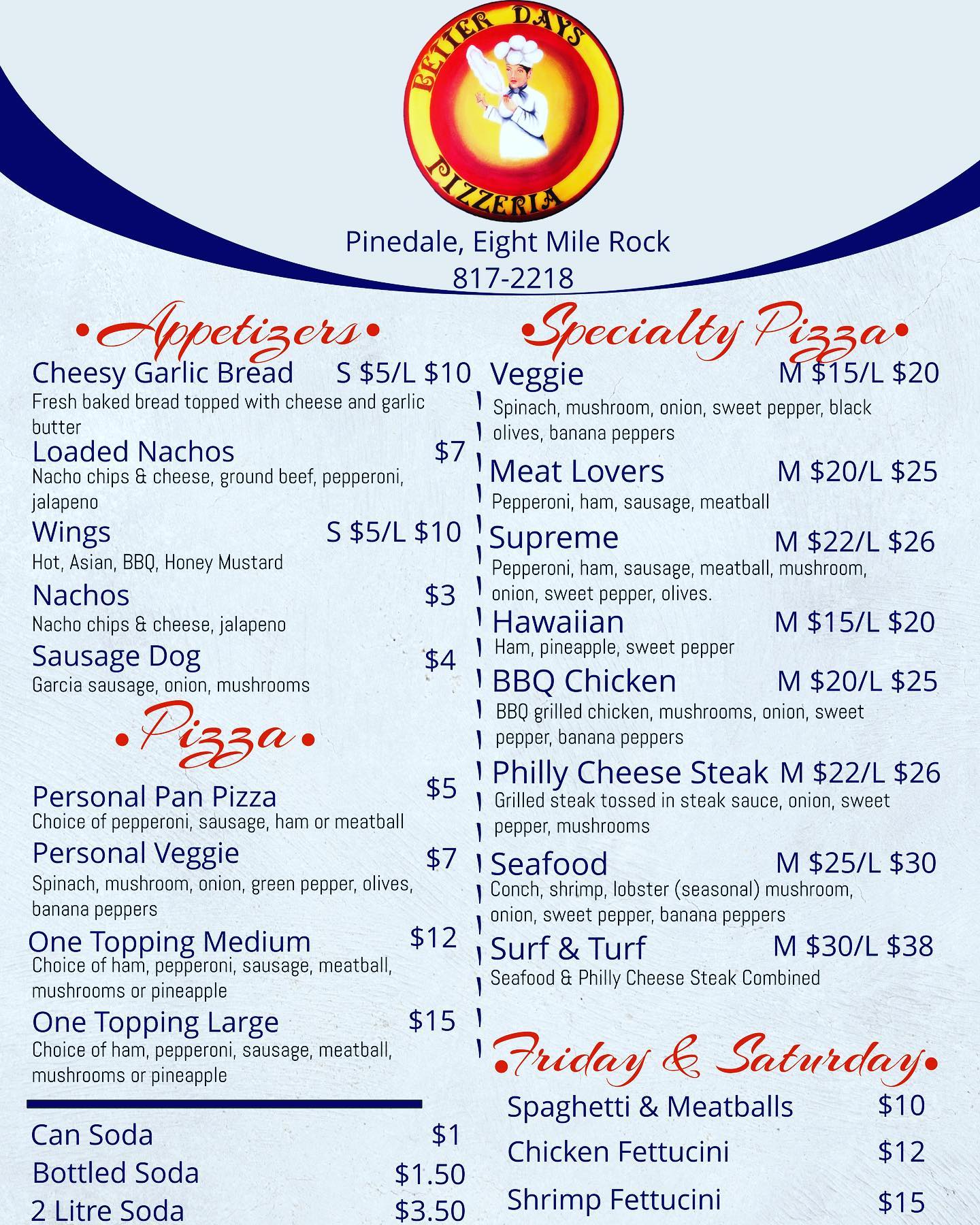 Who could resist a pizza menu like... - Better Days Pizzeria | Facebook
