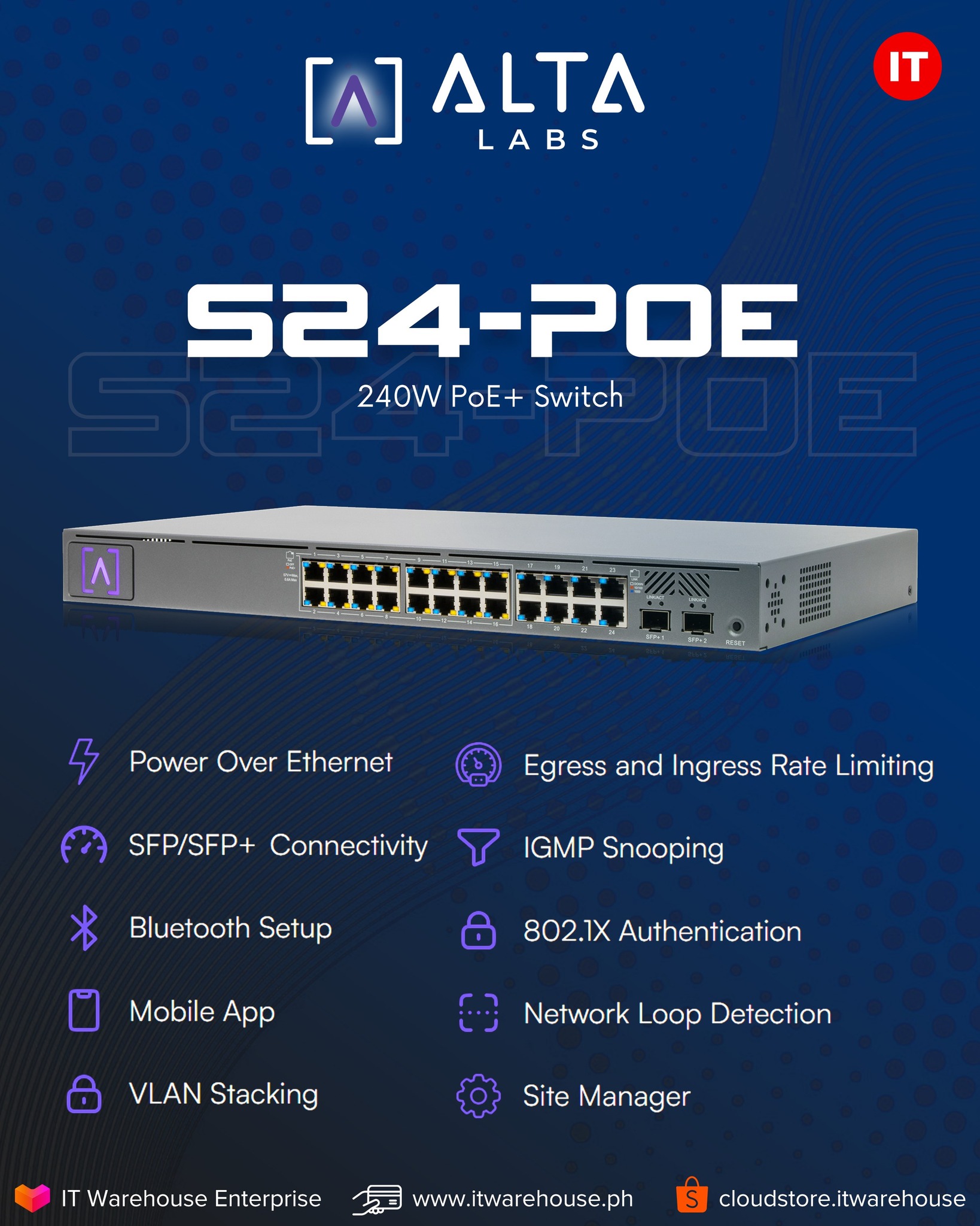 ITWAREHOUSE - Alta Labs S24-POE is a high-performance PoE switch with ...