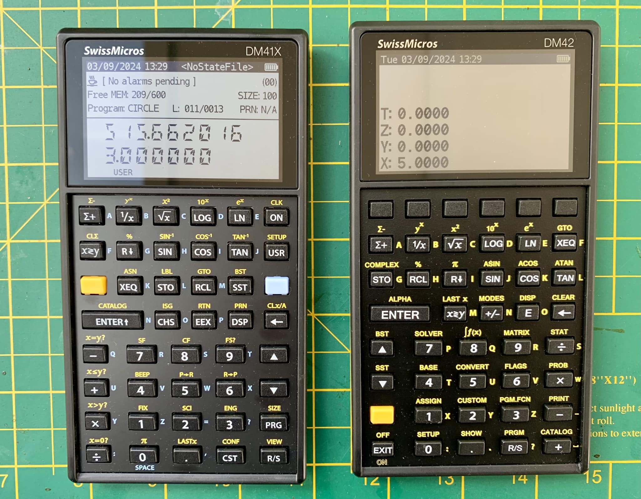 A new acquisition, the Swiss Micros DM42 (clone of the HP-42S), on 