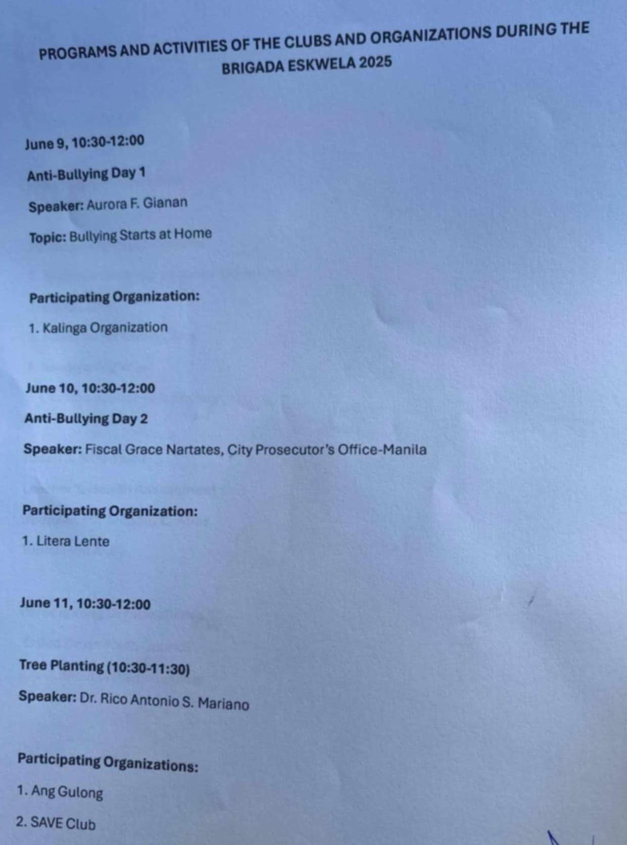 📣 Programs and Activities... - Manuel A. Roxas High School | Facebook