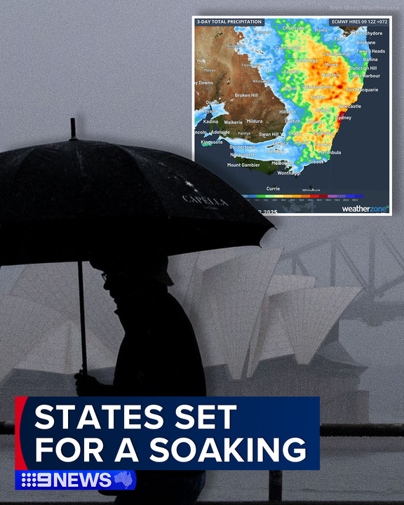 9 News - Large parts of NSW are set to receive a soaking from today ...