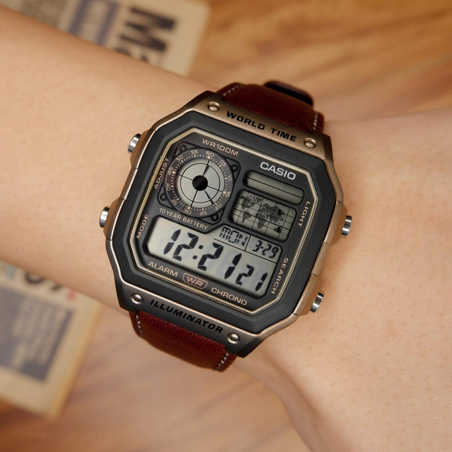 นาฬิกาแบรนด์แท้ - เวิลด์ไทม์ น้องใหม่สายหนังง🎉 CASIO 📌กันน้ำ 📌มีวันที่ ...