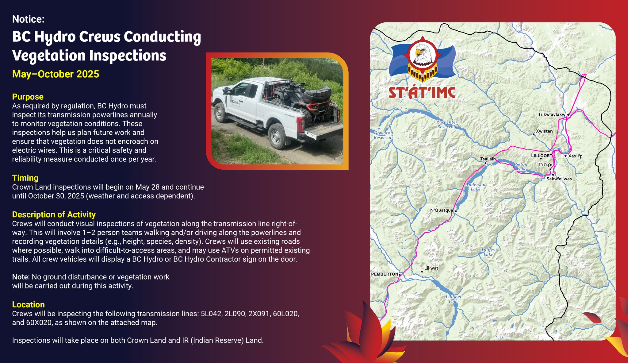 St'at'imc - 🚧 BC Hydro Vegetation Inspections – May to October 2025 🌿⚡ ...