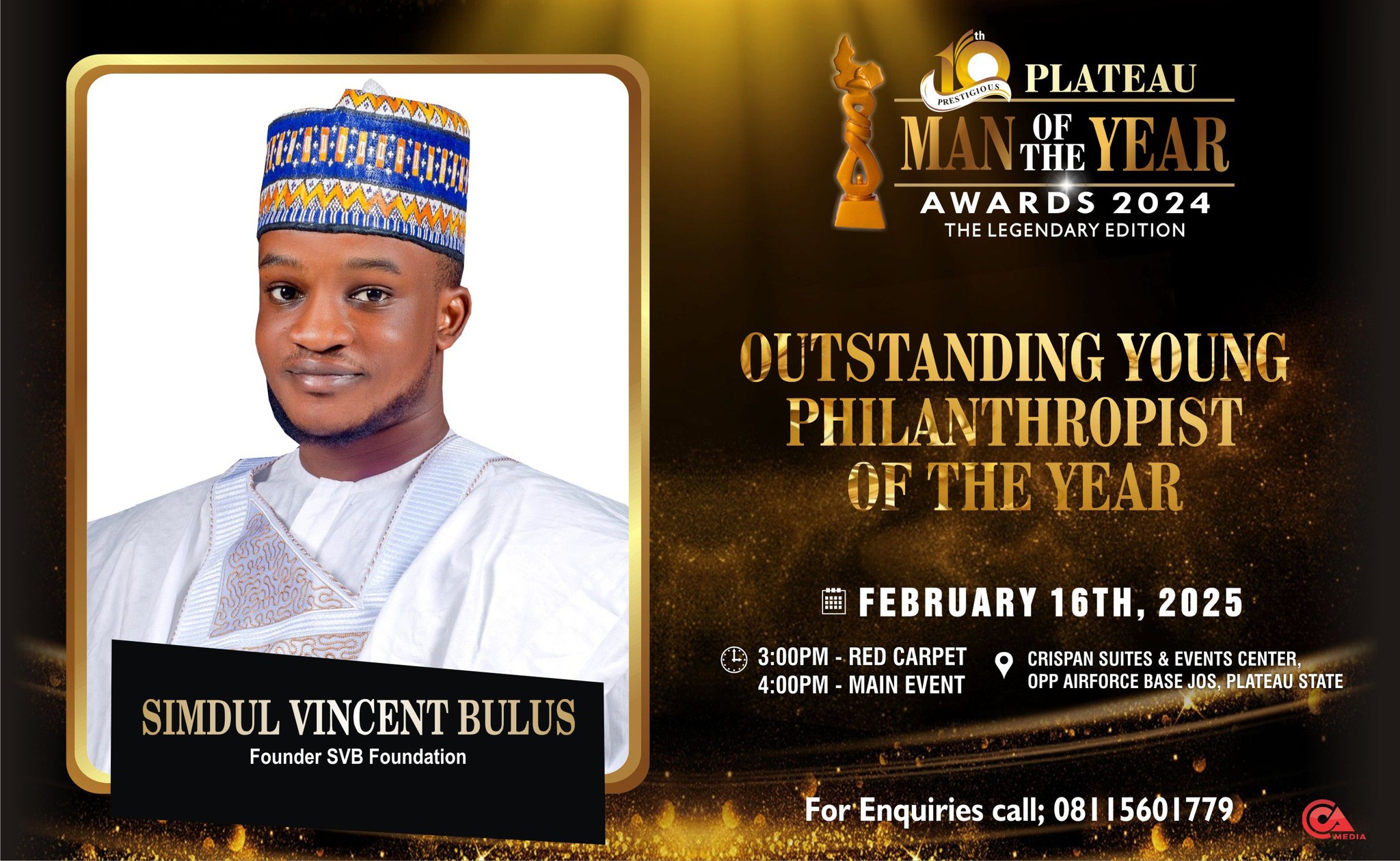 Plateau - Congratulations to Simdul Vincent Bulus, Founder of SVB ...