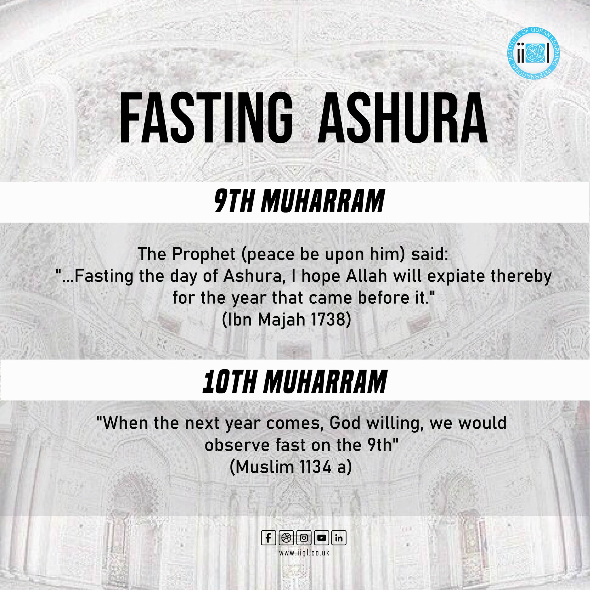 IIQL - 🕋 Fasting on Ashura – 9th & 10th Muharram 🌙 The Day of Ashura ...