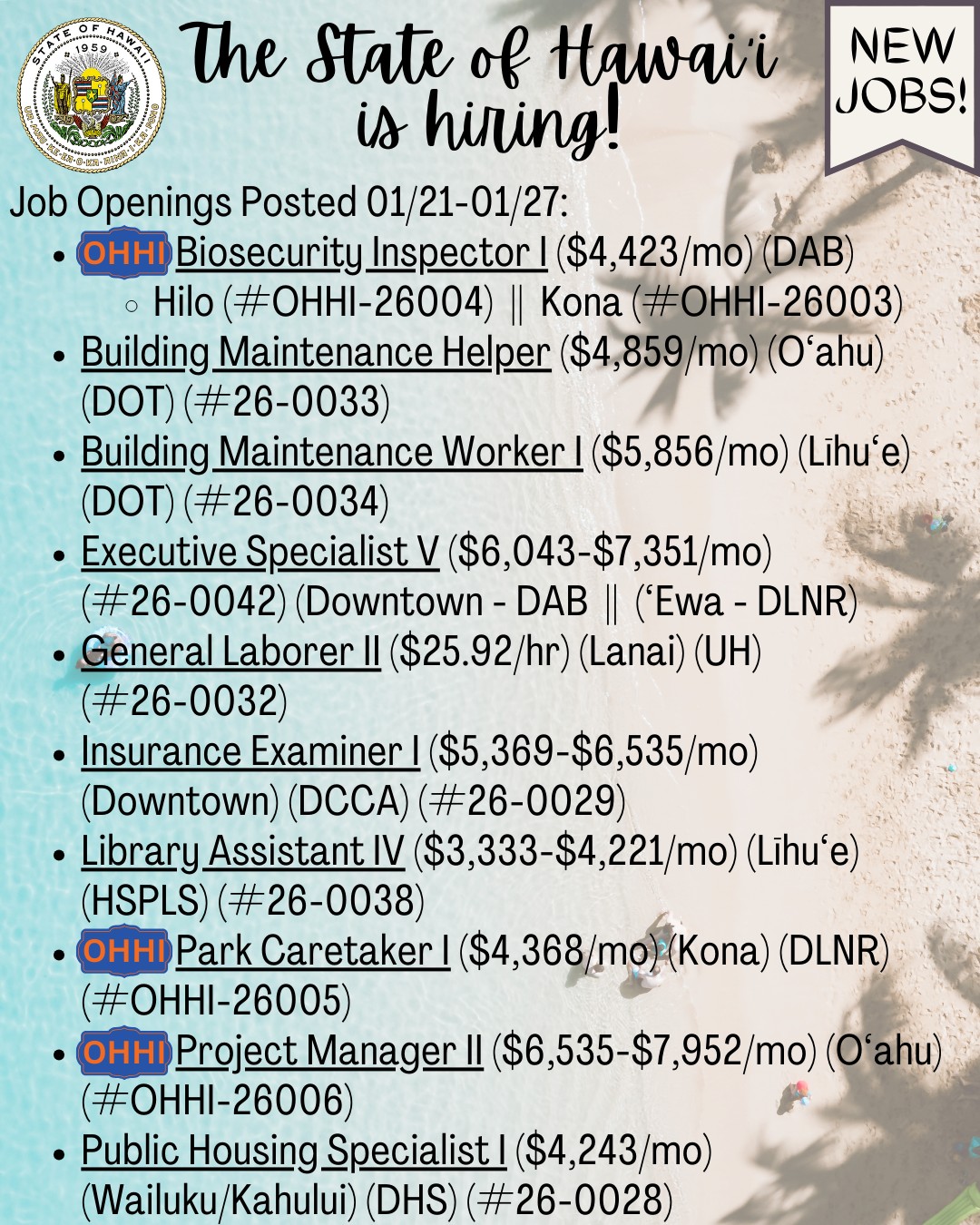 The State of Hawai'i is #hiring! Visit jobs.hawaii.gov/careers for more ...