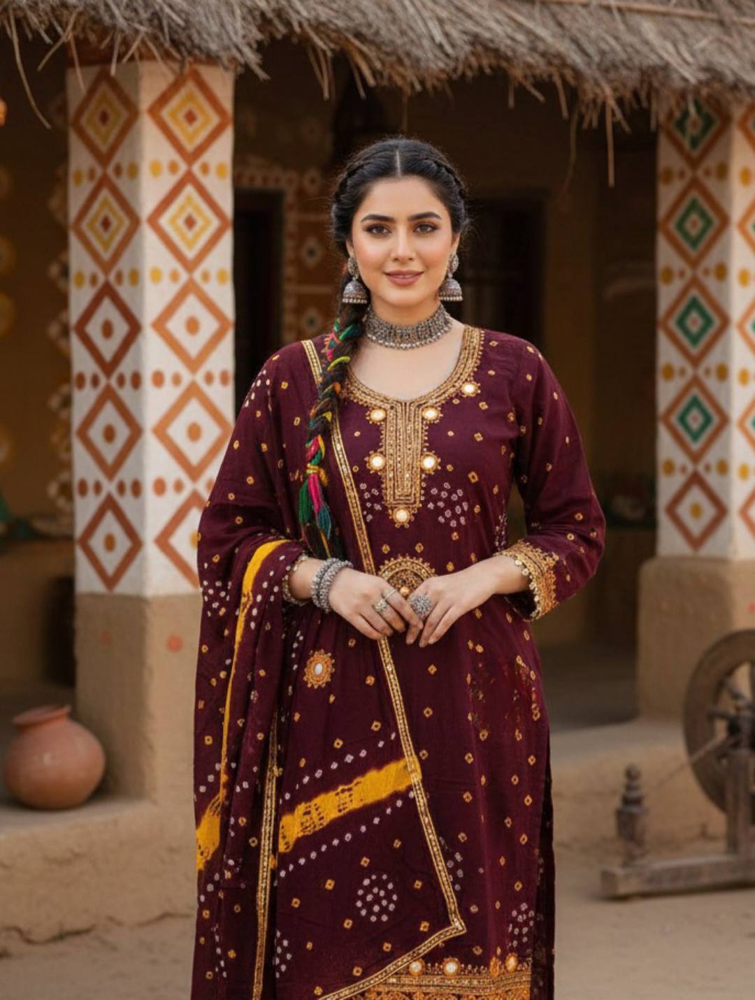 TRADITIONAL SINDHI GOTA WORK CHUNRI SUIT 𝙊𝙍𝘿𝙀𝙍 𝘼𝙏 𝙒𝙃𝘼𝙏𝙎𝘼𝙋𝙋 0300 9631862 Linen Stuff Chunri Gotta Mirror Handmade Heavy Gala Daman Work 3pc Dress 👗 Full Paincha Bunch Work Trouser Heavy Gota Work