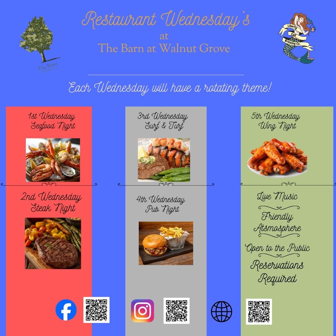 🔥 2nd Restaurant Wednesday:... - The Barn at Walnut Grove | Facebook