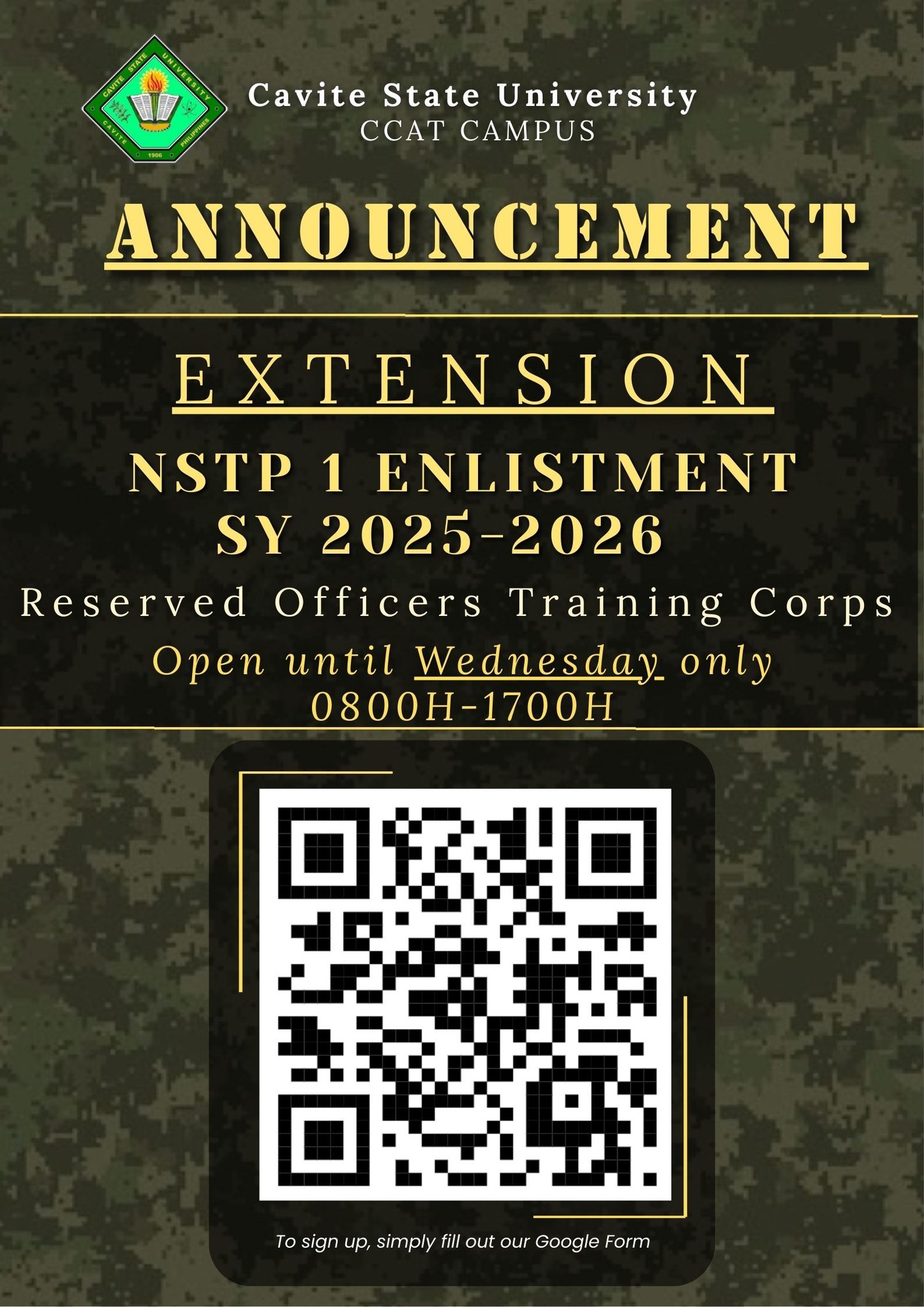 Cavite - NSTP - Reserve Officers' Training Corps Enlistment Form Please ...