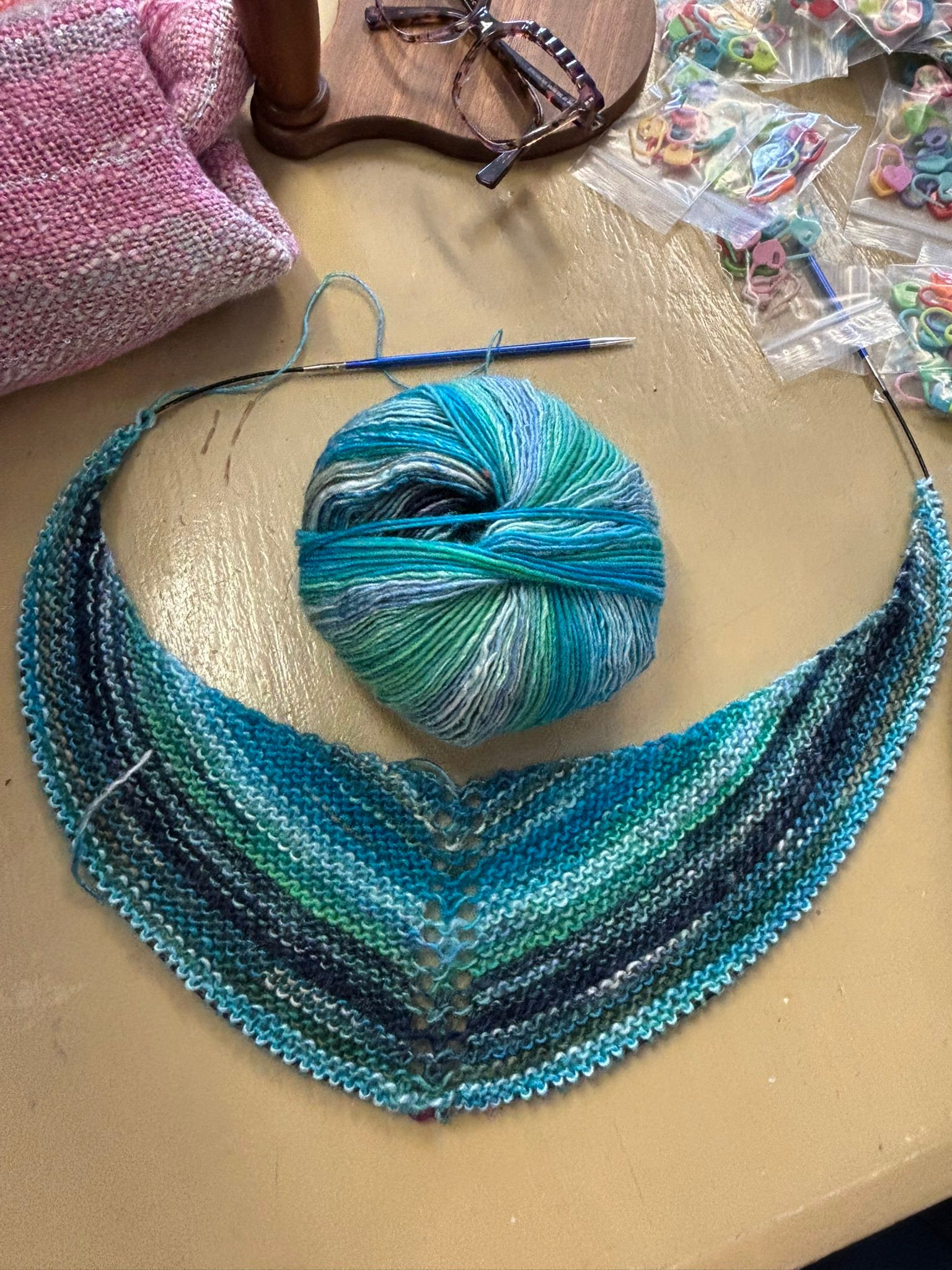 Encompassing - Another Simple Shawl for a shop demo. This yarn is ...