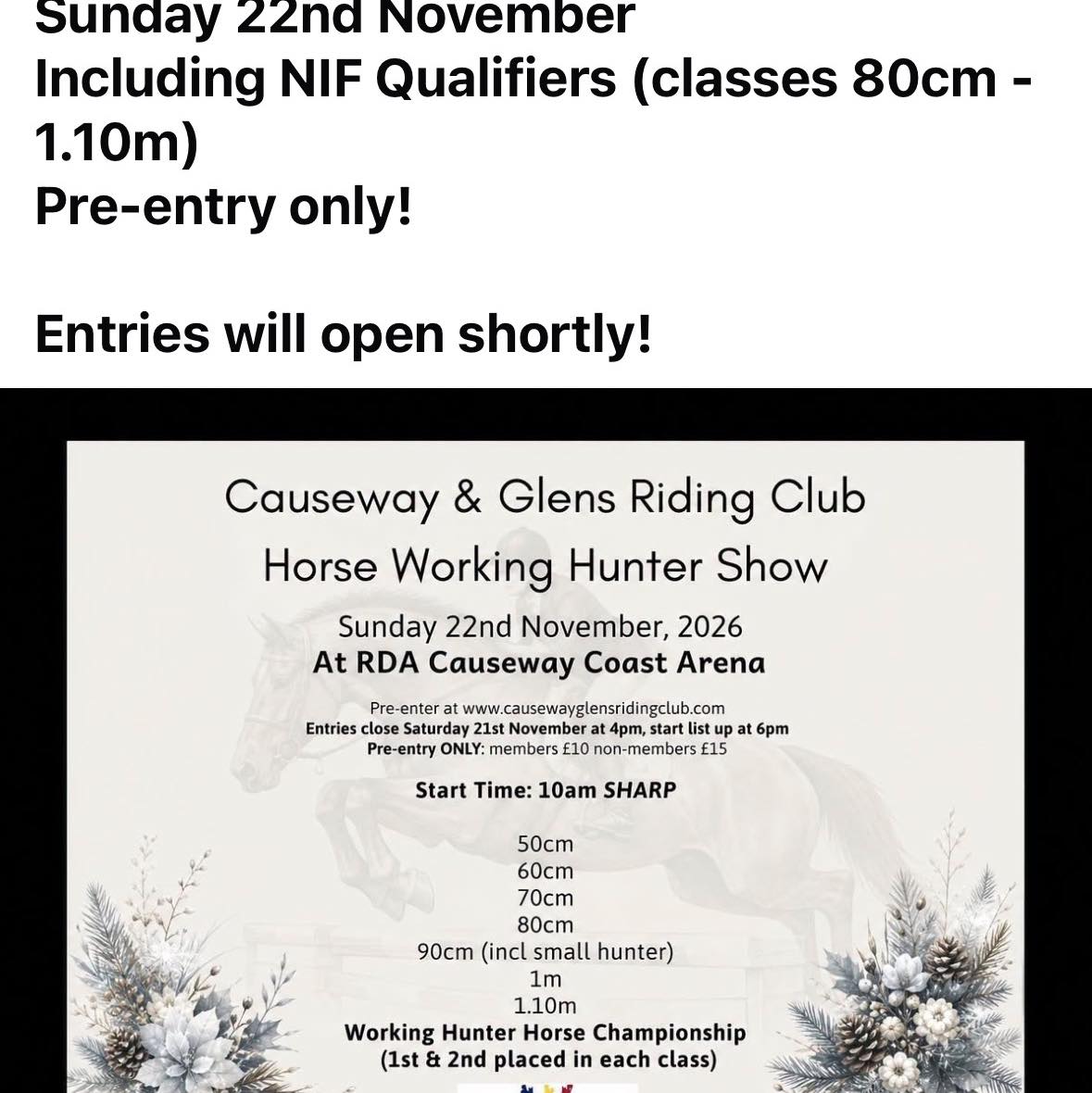 Richard Smyth showjumping training next date will be Monday 26th ...