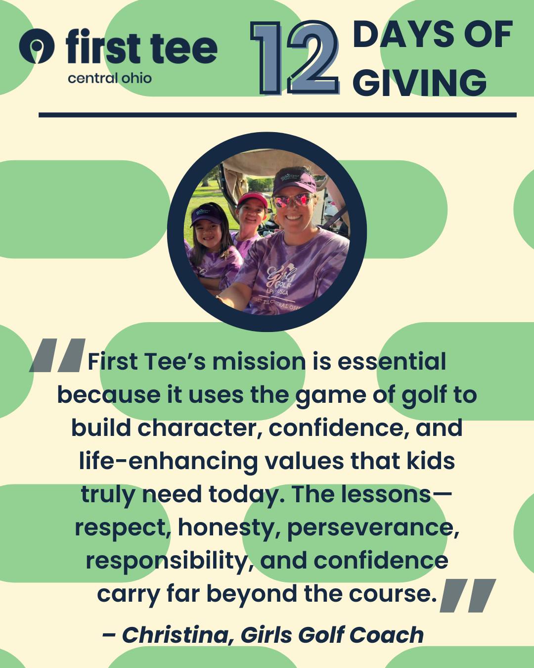 First - Christina’s First Tee journey started years ago – first as a ...