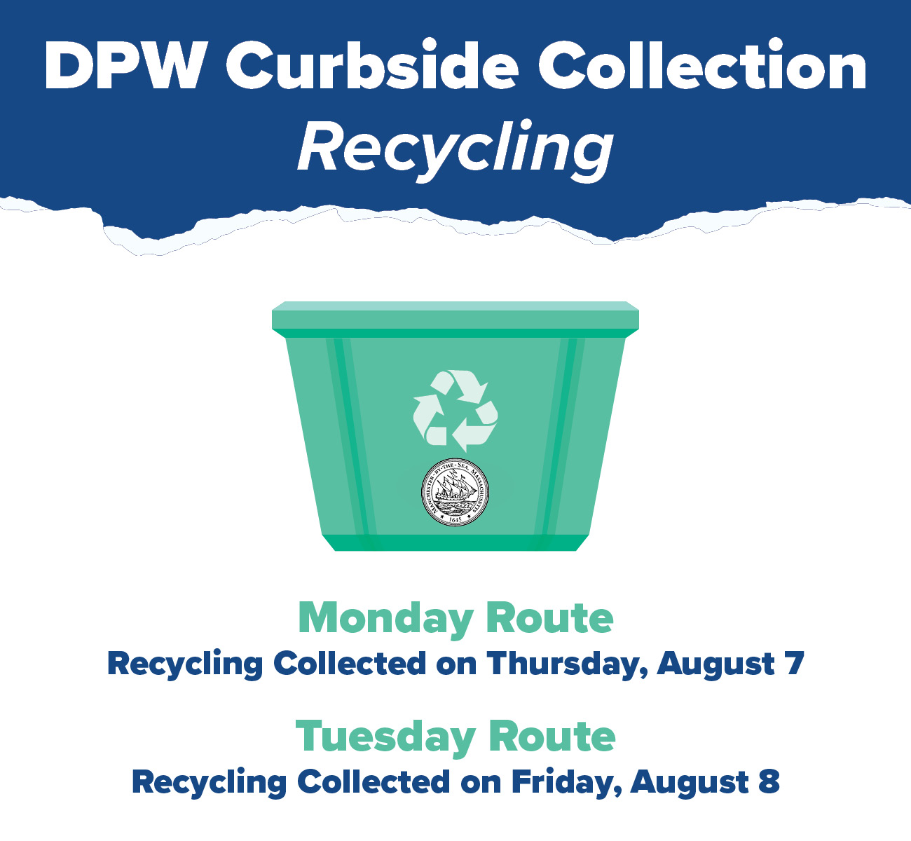 Town - Reminder! Due to the ongoing strike at Republic, the Town's DPW ...