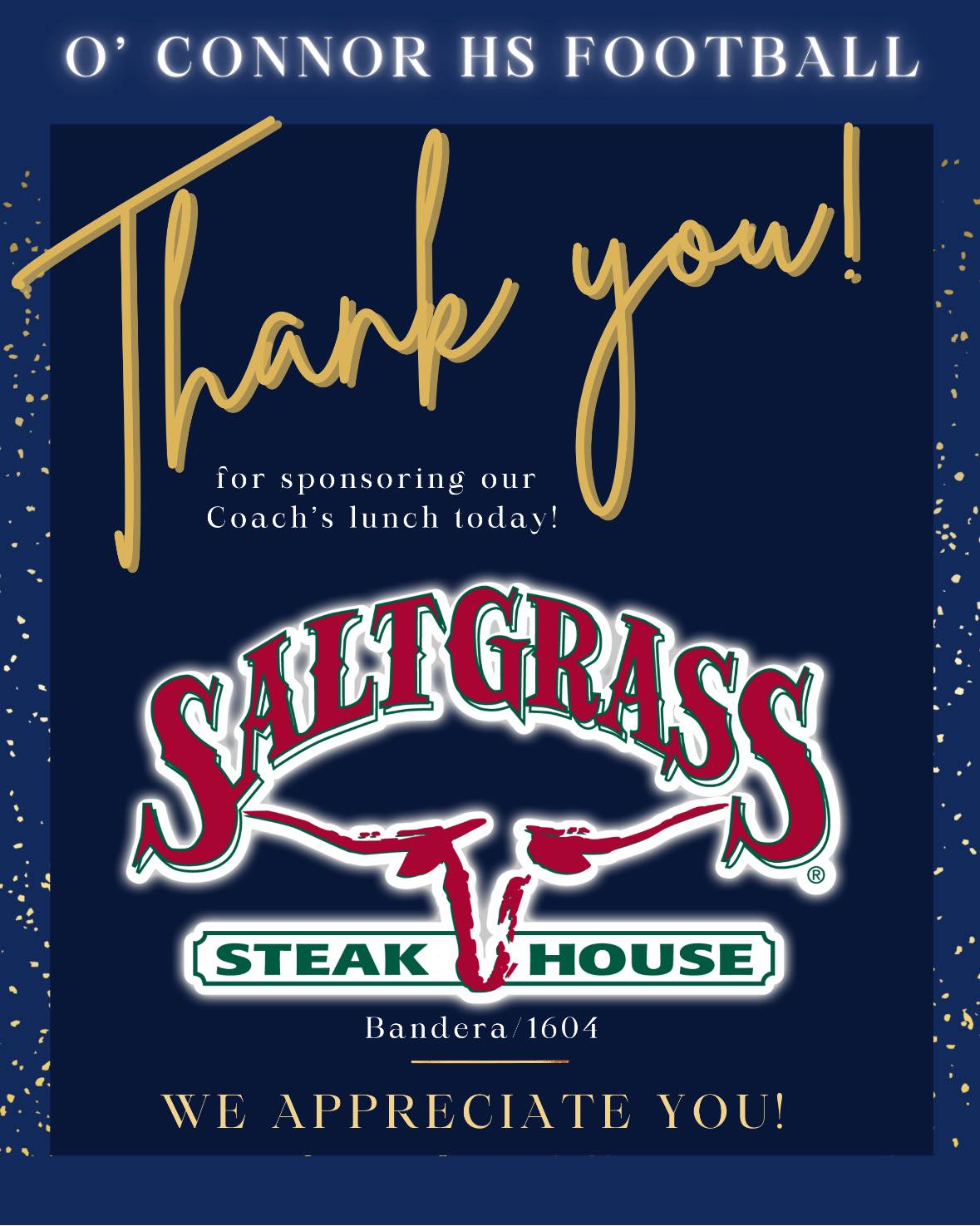 A huge thank... - O'Connor Panthers Athletic Booster Club | Facebook