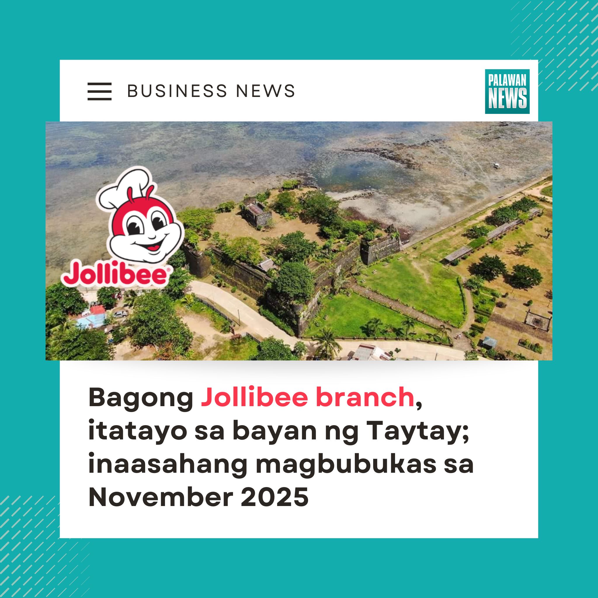 Palawan - #BusinessNews || BAGONG JOLLIBEE BRANCH, ITATAYO SA BAYAN NG ...