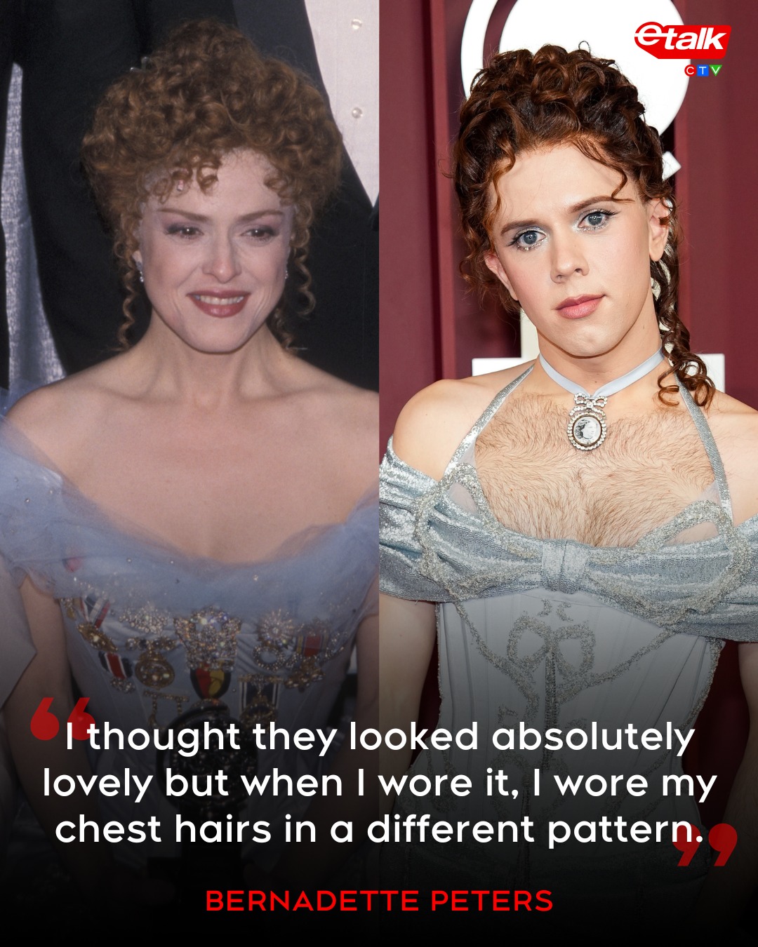 Bernadette Peters has spoken! She loves Cole Escola's tribute to her at the Tony Awards. 💙 Cole's red carpet look was modeled after Bernadette's 1999 Tonys look -- the year she won