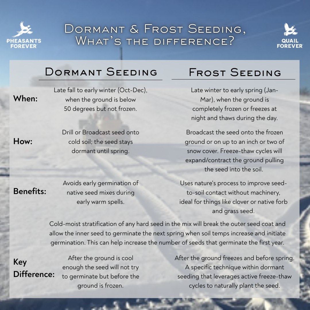 Pheasants - What distinguishes Dormant Seeding and Frost Seeding? Both ...