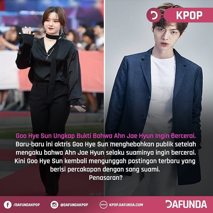 Dafunda Kpop Goo Hye Sun Ungkap Bukti Bahwa Ahn Jae Hyun Ingin Cerai Dengan Dirinya Setelah Mengunggah Postingan Tersebut Kini Goo Hye Sun Kembali Mengunggah Postingan Terbaru Yang Berisi Percakapannya Dengan