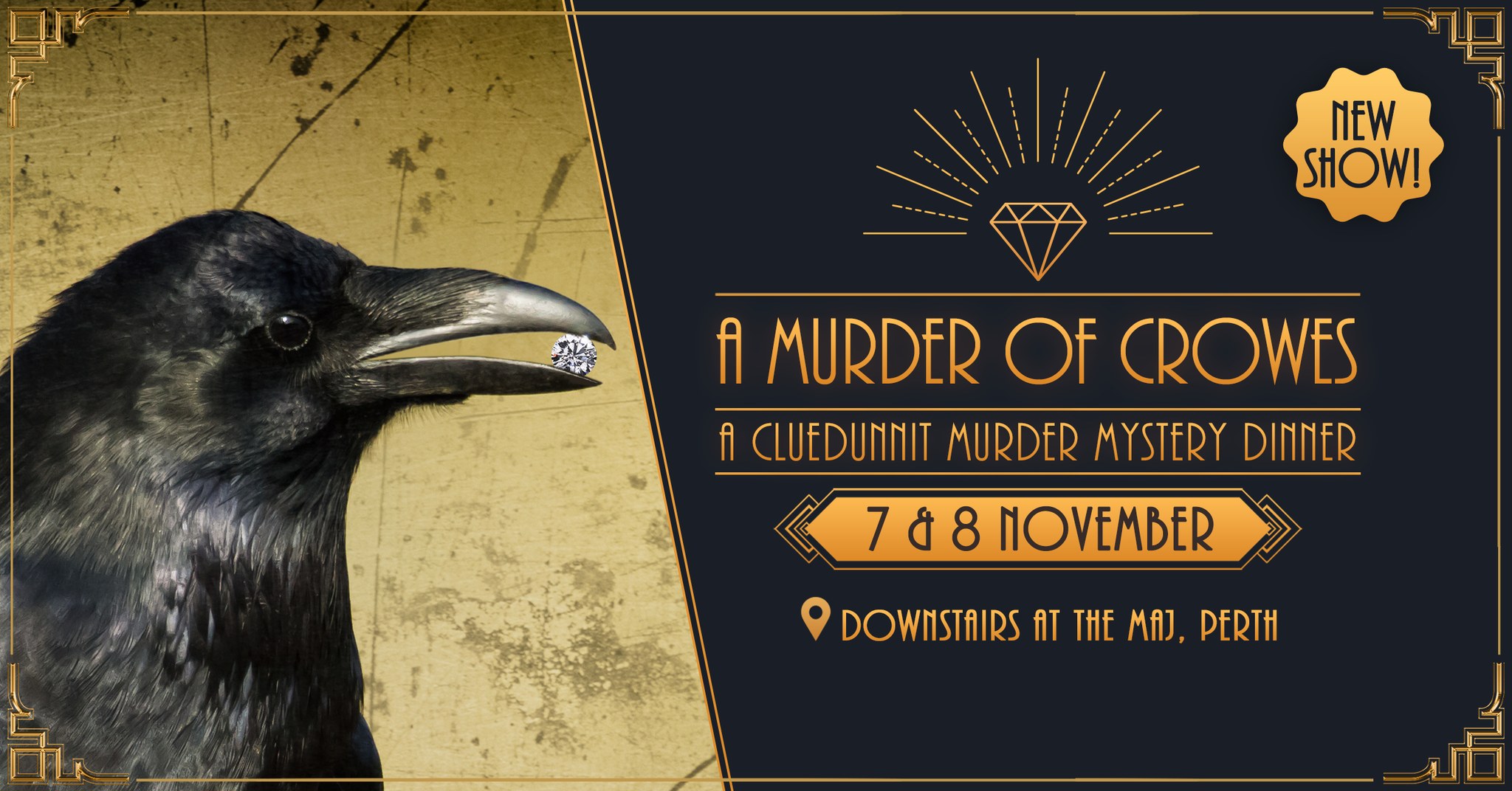 Cluedunnit | A MURDER OF CROWES - Murder Mystery Dinner - Perth