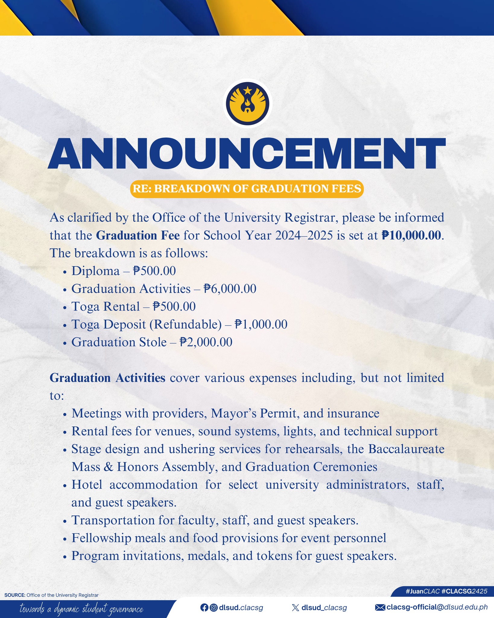 As clarified by the Office of the University Registrar, please be ...