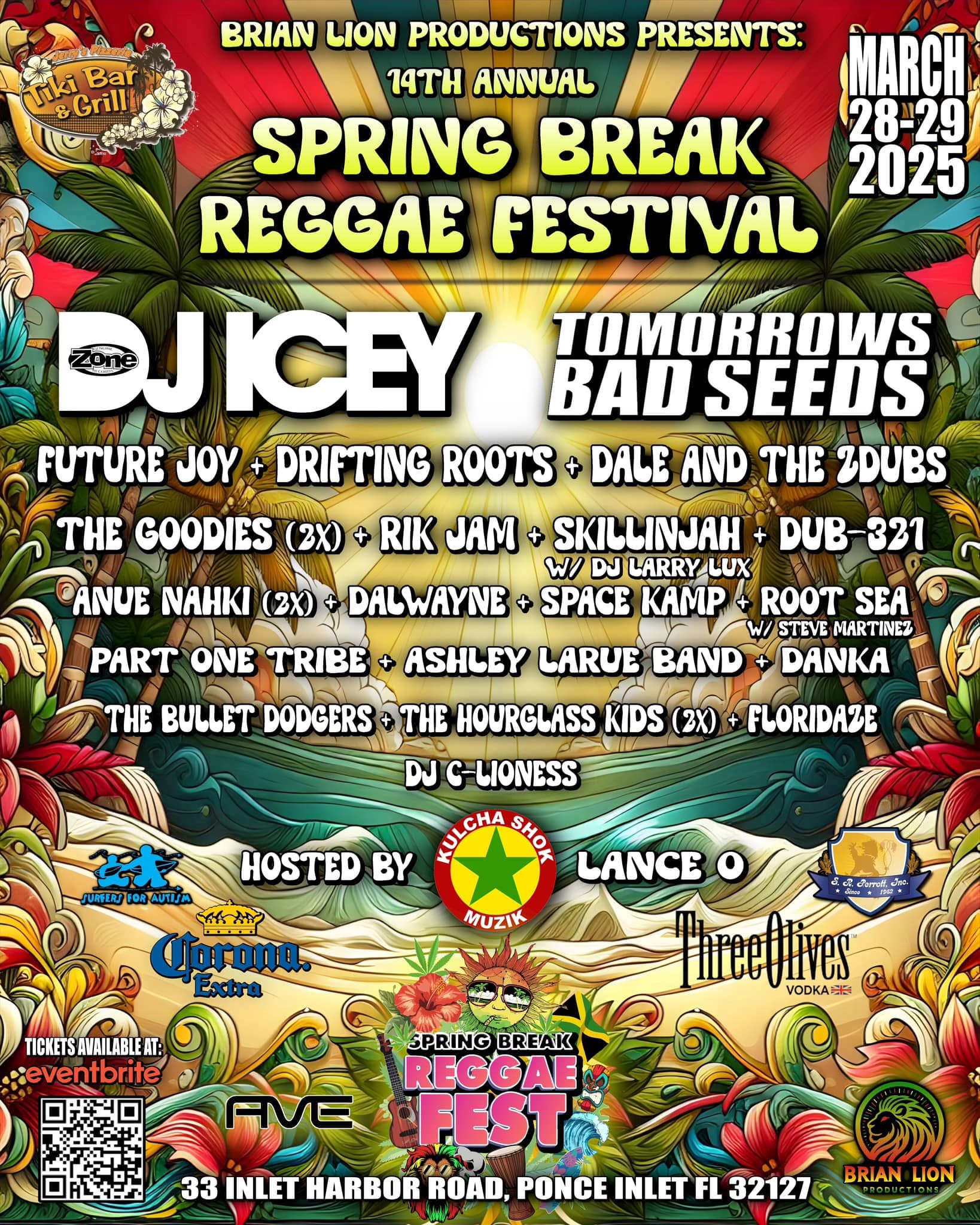 Timetable for todays Spring Break Reggae Festival with Third World