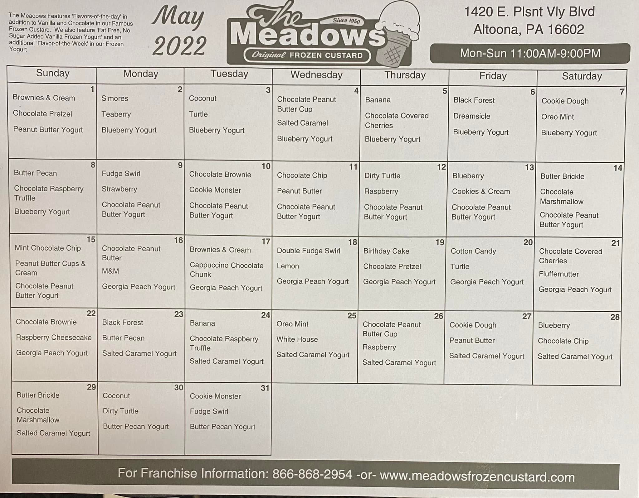 Custardページ The Meadows Frozen Custard, Greenwood