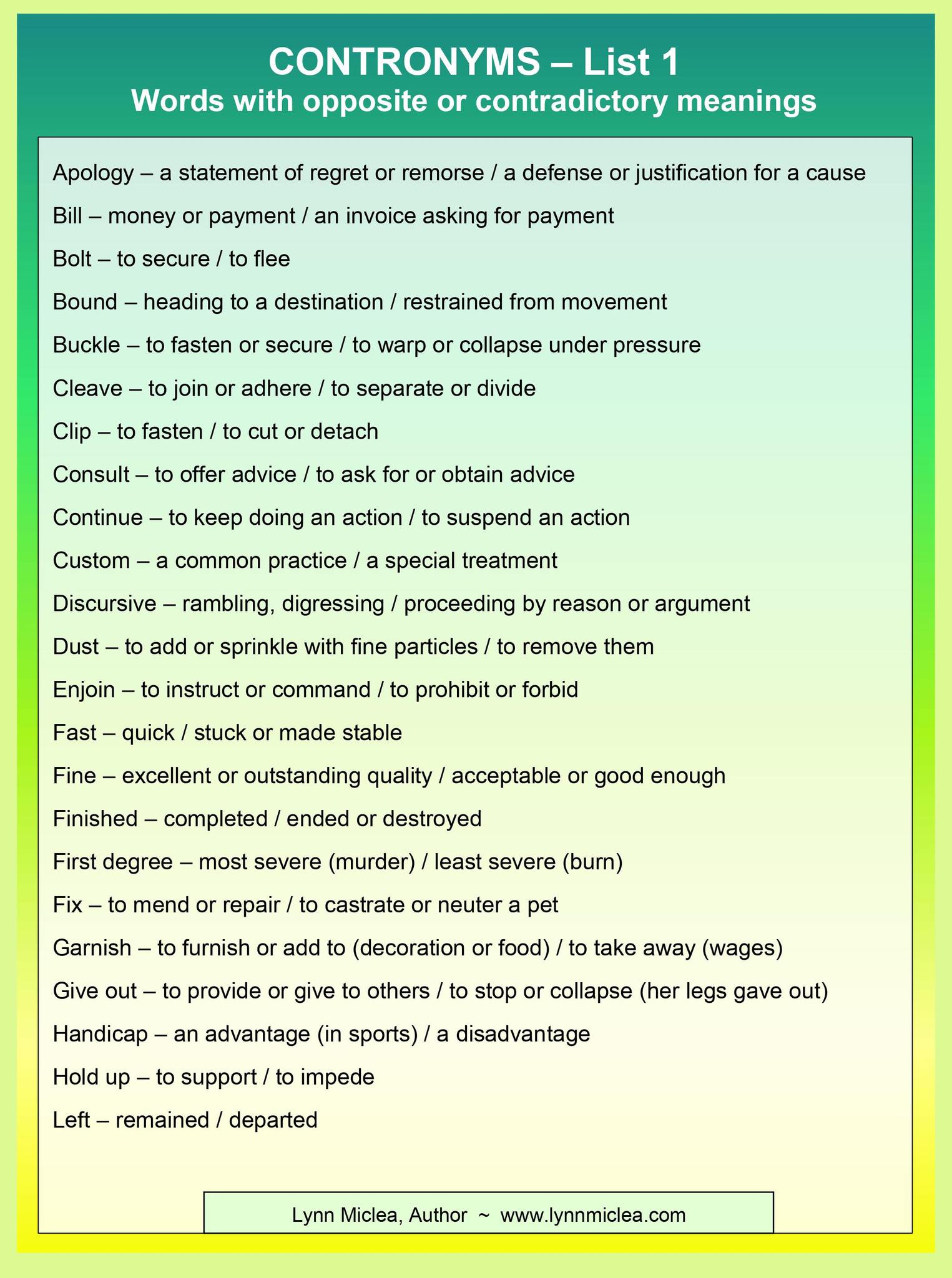 Contronym - A word with opposite or... - Lynn Miclea, Author