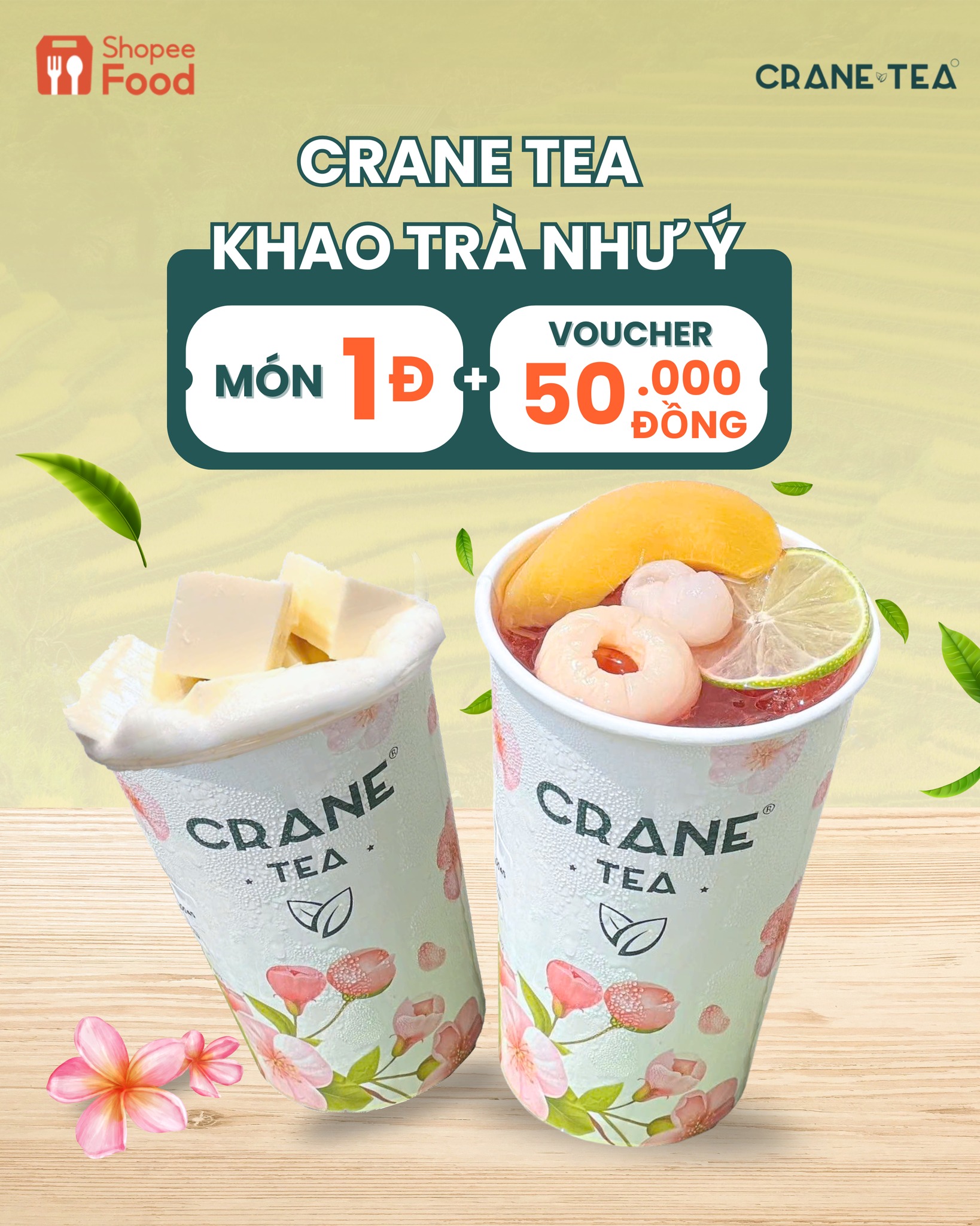 𝐂𝐫𝐚𝐧𝐞 𝐓𝐞𝐚 - CRANE TEA KHAO TIỆC NĂM MỚI GIÁ 1Đ 🔥 Hoá đơn... | Facebook