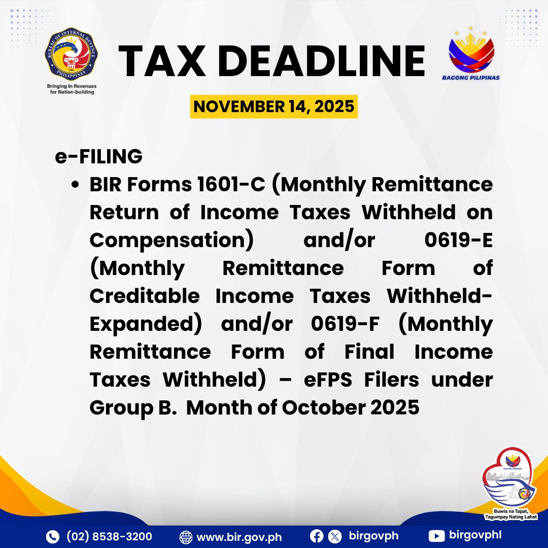 BIR Tax Deadline... - Bureau of Internal Revenue Philippines | Facebook