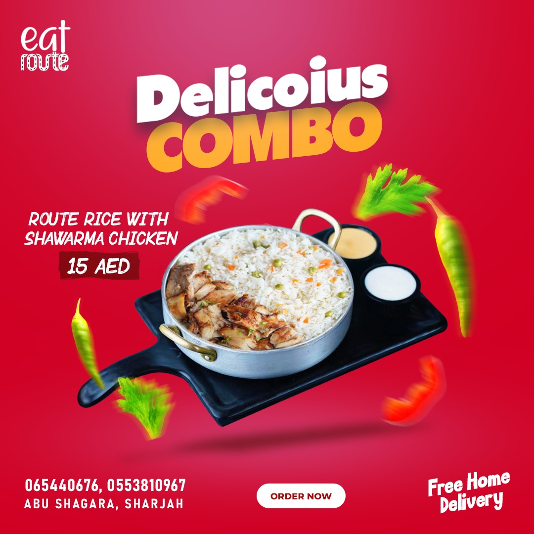 Eat - Route Rice with Shawarma Chicken @ AED 15 !! Order your favorite ...